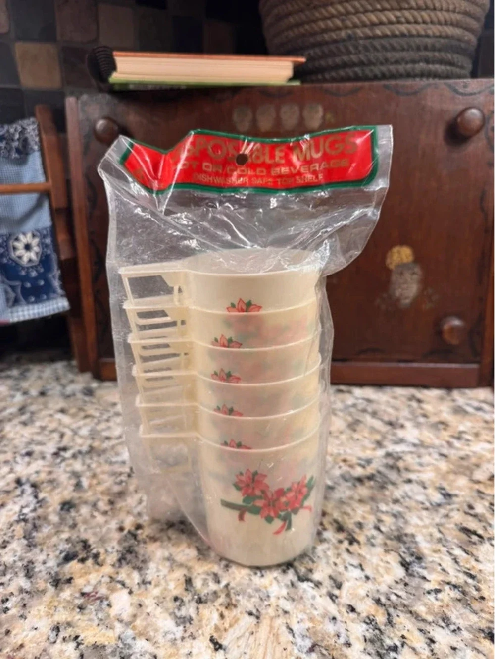 Unopened disposable vintage Christmas mugs